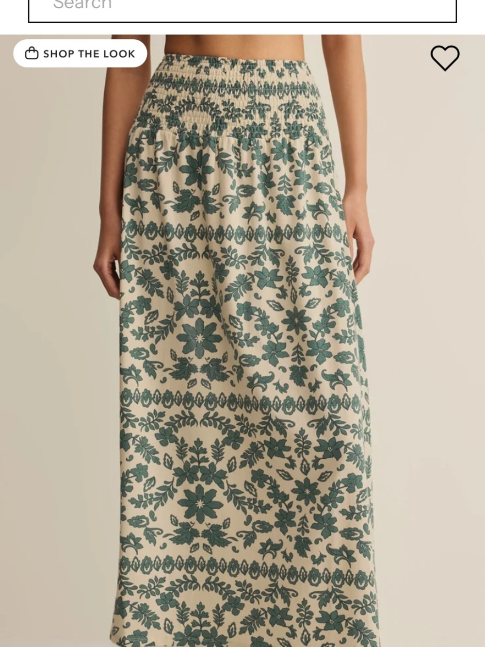 NWT Z Supply Leya Tera Paisley Smocked Waist Floral Maxi Skirt - Cream/Teal